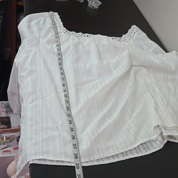 Lane Bryant White Striped Square Neckline Eyelet Women's Top Plus Size Curvy 22 - Picture 10 of 10